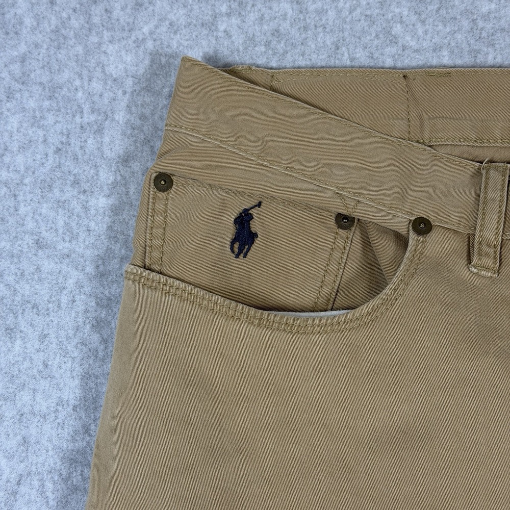 Polo Ralph Lauren Mens 36x30 Khaki Tan 100% Cotton 5 Pocket Straight Leg Pants